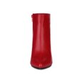thumbnail image 6 of BLISSFUL STEP Women Pointed Toe Side Zip Block Heeled Ankle Boots Red 10, 6 of 6
