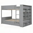 thumbnail image 2 of Space-Saving Full Bunk Bed with Drawers & Cabinet, Gray, 2 of 11
