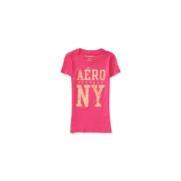 Camiseta Aeropostale Adornada con Texto Brillante para Mujer Rosa Grande
