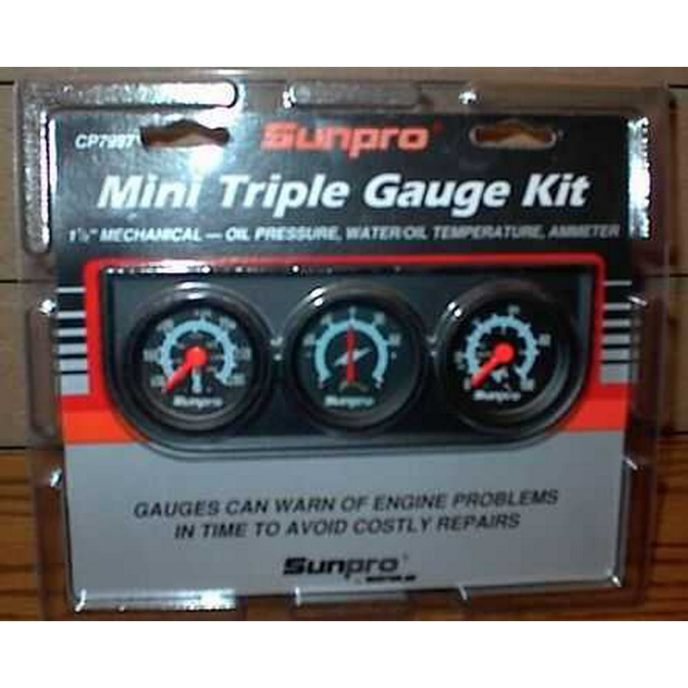 11/2" Mechanical Mini Triple Gauge Set Black / Black Bezel CP7997