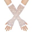thumbnail image 2 of XMMSWDLA Fingerless Fishnet Neon Gloves 80s Fishnet Gloves Short Fishnet Mesh Fingerless Gloves For Women And Girls 80s 90s Party Accessories Supplies Mesh Gloves White, 2 of 5
