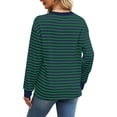 thumbnail image 4 of WEAIXIMIUNG Sweat à Fermeture Éclair Femme Sans Capuche Mode Couleur Contrastée Ample Col Rond Rayé Manches Longues Haut Décontracté pour Femme, 4 of 8