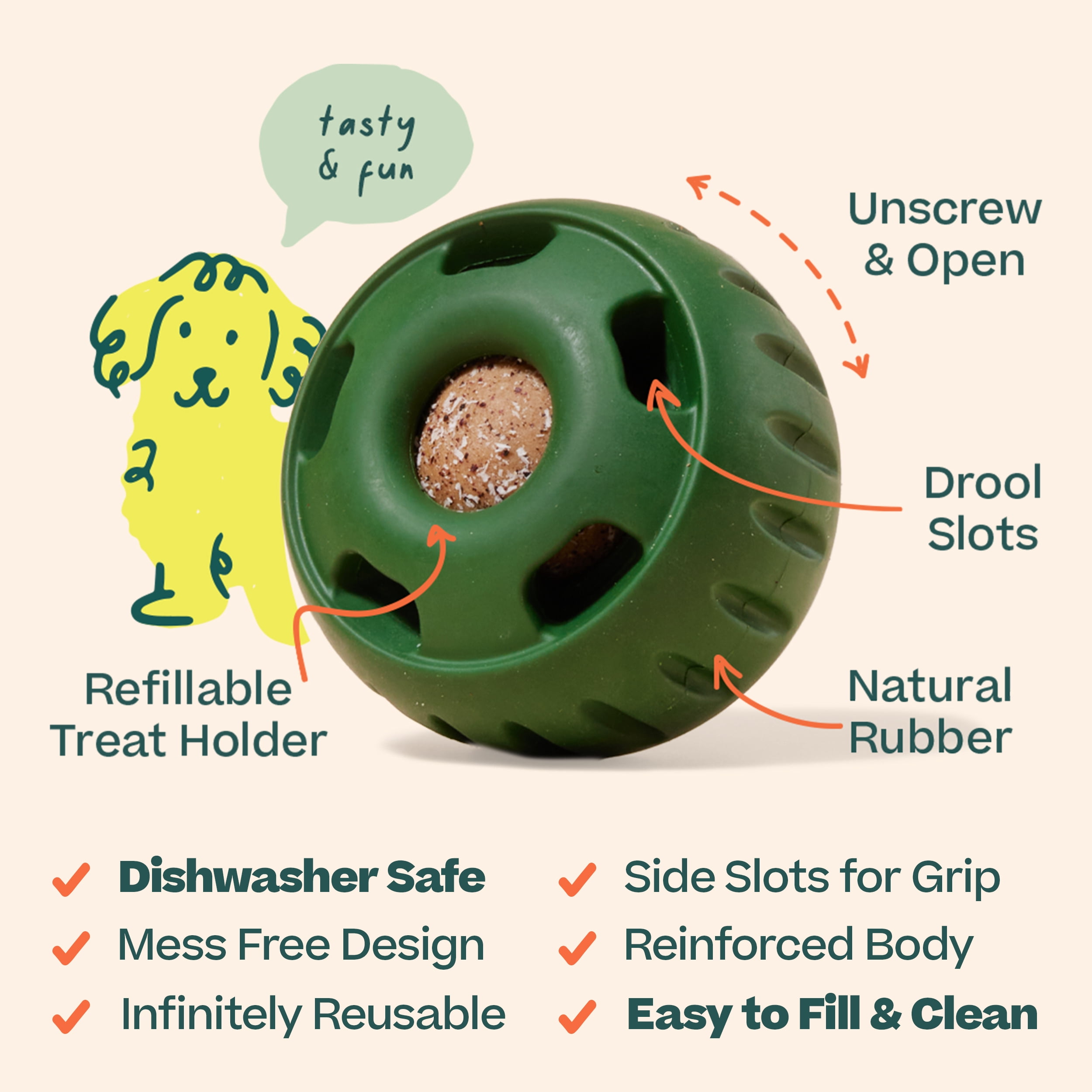Woof The Pupsicle Treat Dispensing Dog Toy, Forest Green, Large