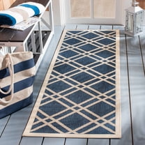 Safavieh Courtyard Jasper Geometric Indoor/Outdoor Runner Rug, Navy/Beige, 2'3" x 6'7"