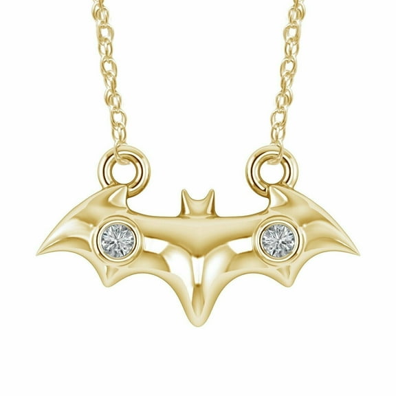 0.50Ct Round White Lab Diamond Batman Pendant Necklace 14k Yellow Gold Finish 925 Silver