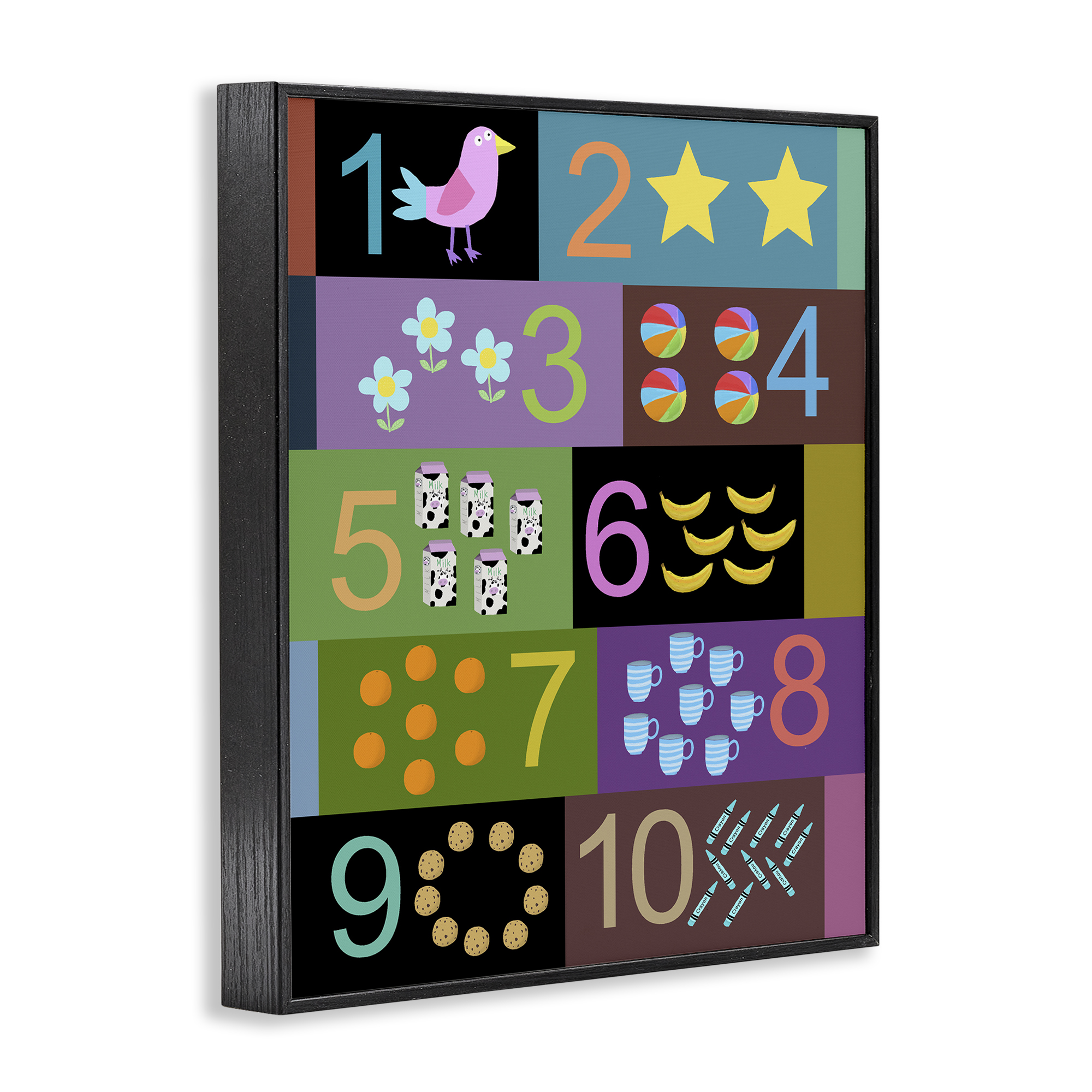 Learning To Count Chart Black Framed Giclee Art, design by Carla Daly