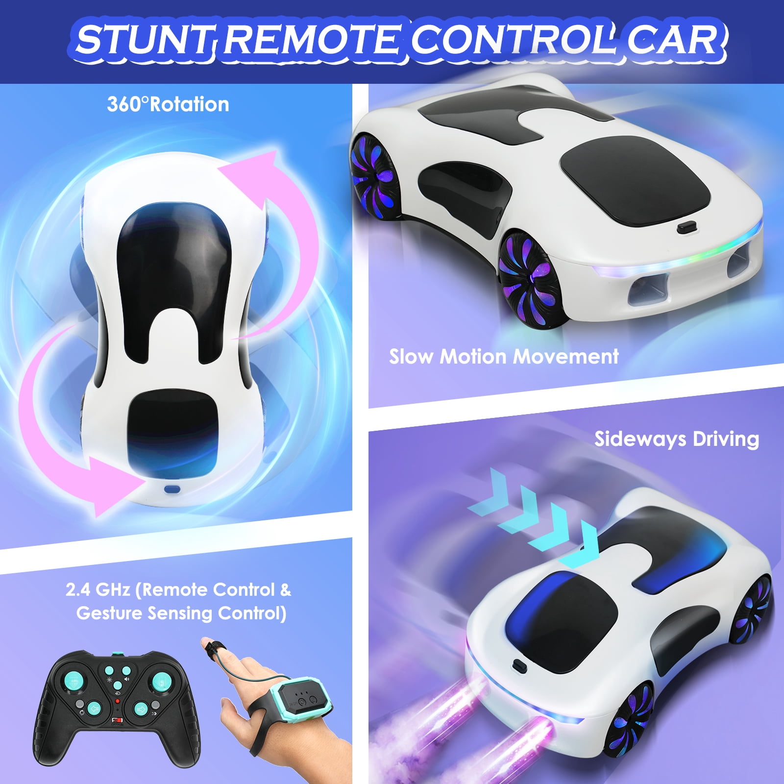 Glee Max Remote Control Drift Car Toy,  2.4GHz 360° Rotate RC Car with Lights, Music & Spray Effects Birthday Gifts for Kids Aged 4+