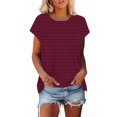 thumbnail image 2 of Mujeres de Manga Corta Tops Casual Cuello Redondo Impresión Blusa Poliéster Ligero Top, Camisa de las Señoras de la Moda para el Hogar Diario Y el Uso Cómodo, 2 of 9