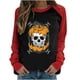 thumbnail image 1 of Moda mujer primavera patchwork impreso manga larga cuello redondo casual tee tops Pompotops FGAJ4826, 1 of 5
