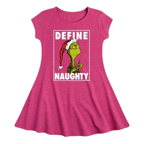 Dr. Seuss The Grinch - Christmas - Define Naughty - Toddler & Youth Girls Fit & Flare Dress