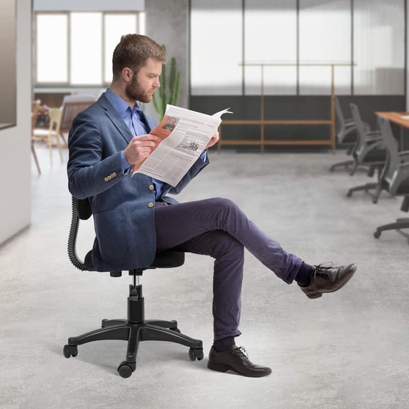 Office Ergonomic Mesh Computer Chair with Wheels & Arms, Black, Lumbar Support