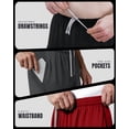 thumbnail image 5 of NY Threads Multipack Breathable Mesh Mens Athletic Shorts, Large, Black/Dark Grey/Red, 5 of 7