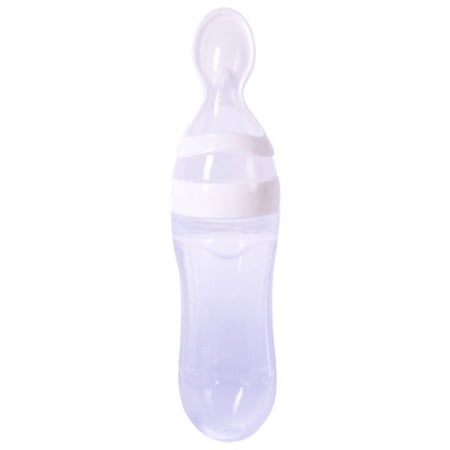 Uccdo 3 Pcs Baby Silicone Squeeze Feeding Bottle With Spoon Food