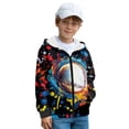 thumbnail image 2 of Xixirimido Colorful Paint Splatter Baseball Printed Kids Hoodies for Boys Girls Zip Up Hoodie Sweatshirt 3D Graphic Long Sleeve Pullover Top with Pocket for Fall Winter Velvet Lining, 14-16 Years, 2 of 7