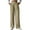 Khaki, variant on OSOLU Solid Color Women Cozy Straight Leg Pants With Side Button Design Elastic Waist For Comfortable Daily Wear Trousers Everyday Comfort Versatile Bottoms