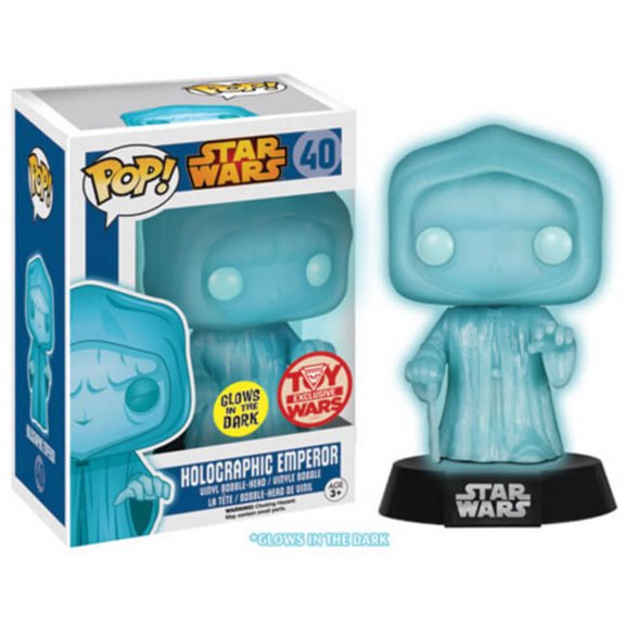 Collectible Funko POP! Star Wars: Holographic Emperor (GiTD)(Toy Wars Exclusive)(Damaged Box) #40