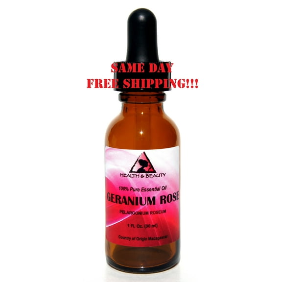Geranium rose essential oil aromatherapy 100% pure natural dropper 1.0 oz 30ml