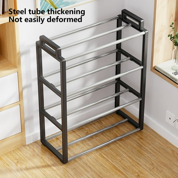 Tunhigl 4-Tier Shoe Rack, Shoe Shelf Holds up to 8 Pairs of Shoes, Sturdy Shoe Organizer, Space Saver Shoe Rack, Organization Shelves