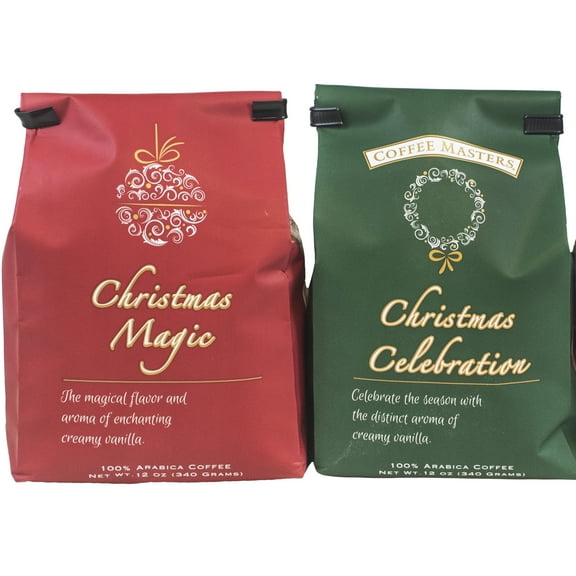 Coffee Masters Christmas Coffee Sampler - Christmas Magic and Christmas Celebration 12 oz Ground Coffee