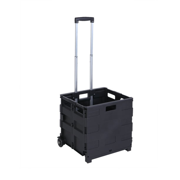 2 Wheels Rolling Foldable Crate Utility Cart 80LB Load Capacity