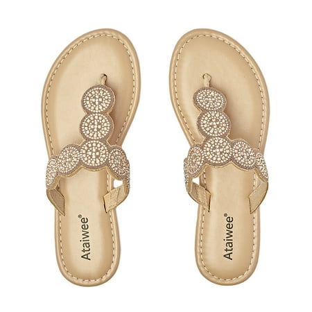 

Ataiwee Women s Flat Slide Sandals - Comfortable Cute Summer Flops.