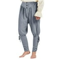 thumbnail image 2 of Miluxas Men's Pirate Pants Renaissance Medieval Viking Pants Linen Ankle Banded Trousers Halloween Costume Gray, 2 of 7