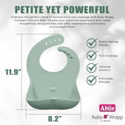 Abiie Ruby Wrapp Silicone Bibs for Babies with Front Pocket - Waterproof Bib - Stain Resistant - Silicone Toddler Bibs (Sage Green)