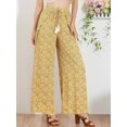 thumbnail image 4 of INSPIRE CHIC Pantalones de pierna ancha con cordón y borlas en la cintura elástica con abertura alta boho para mujer Amarillo XL, 4 of 6