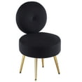 Furniliving Modern Upholstered Makeup Chair, Armless Vanity Chair with Gold Legs, Soft Accent