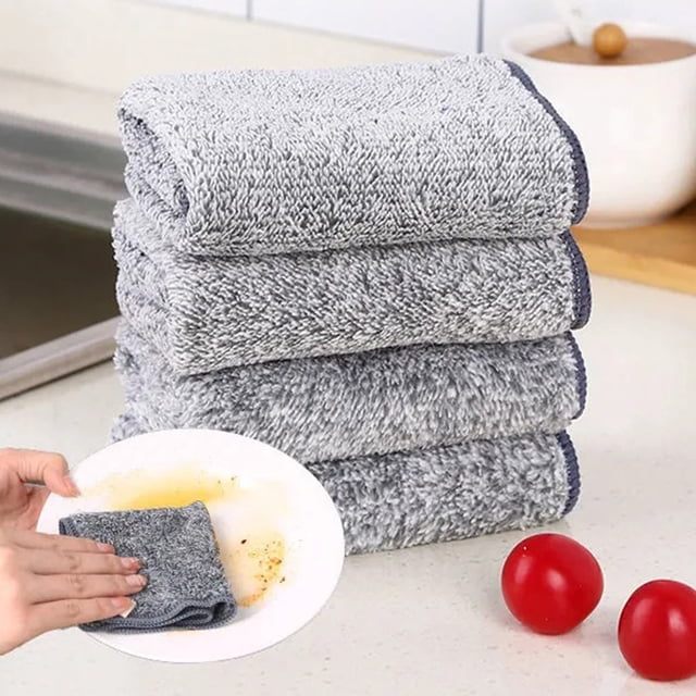 5PCS Household Cleaning Kitchen Dish Cloth Thickened Absorbent Fine Fiber Dish Towel Hand Towel Dish Washing Dish Rag Set Sublimation Hand Towels Dish Clothe Towel Quick Drying Dish And Dish Towels