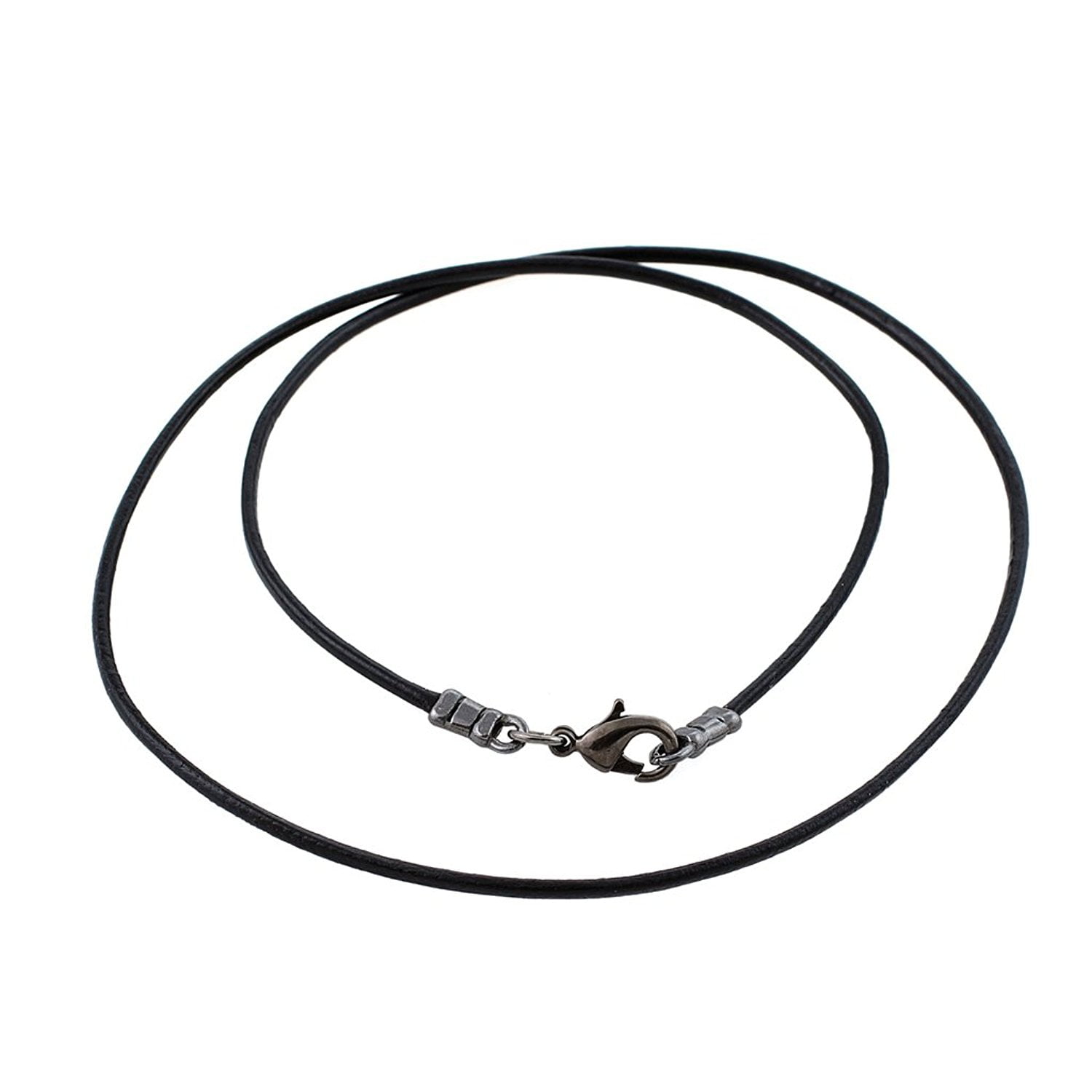 DragonWeave Extra Thick 5mm Wide Black Leather Cord Silver Plated Mens Necklace Any Length