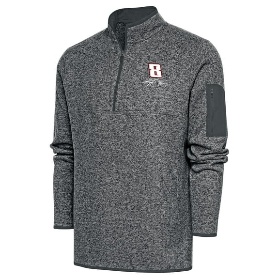 Men's Antigua Heather Gray Kyle Busch Fortune Quarter-Zip Pullover Jacket