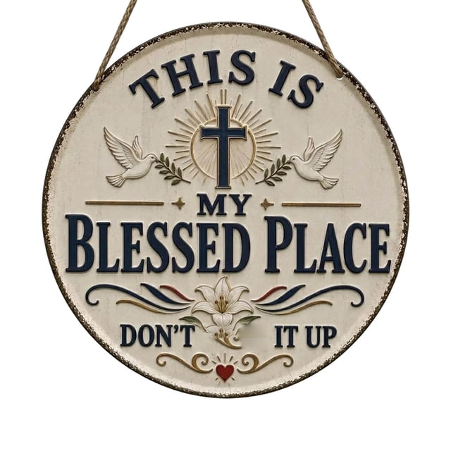 SIfdSeng My Items This Is My Place Sign Funny Farmhouse Wall with Rope Hanger Porch Hanging Plaque for Front Door Patio Kitchen Garden Entryway Housewarming
