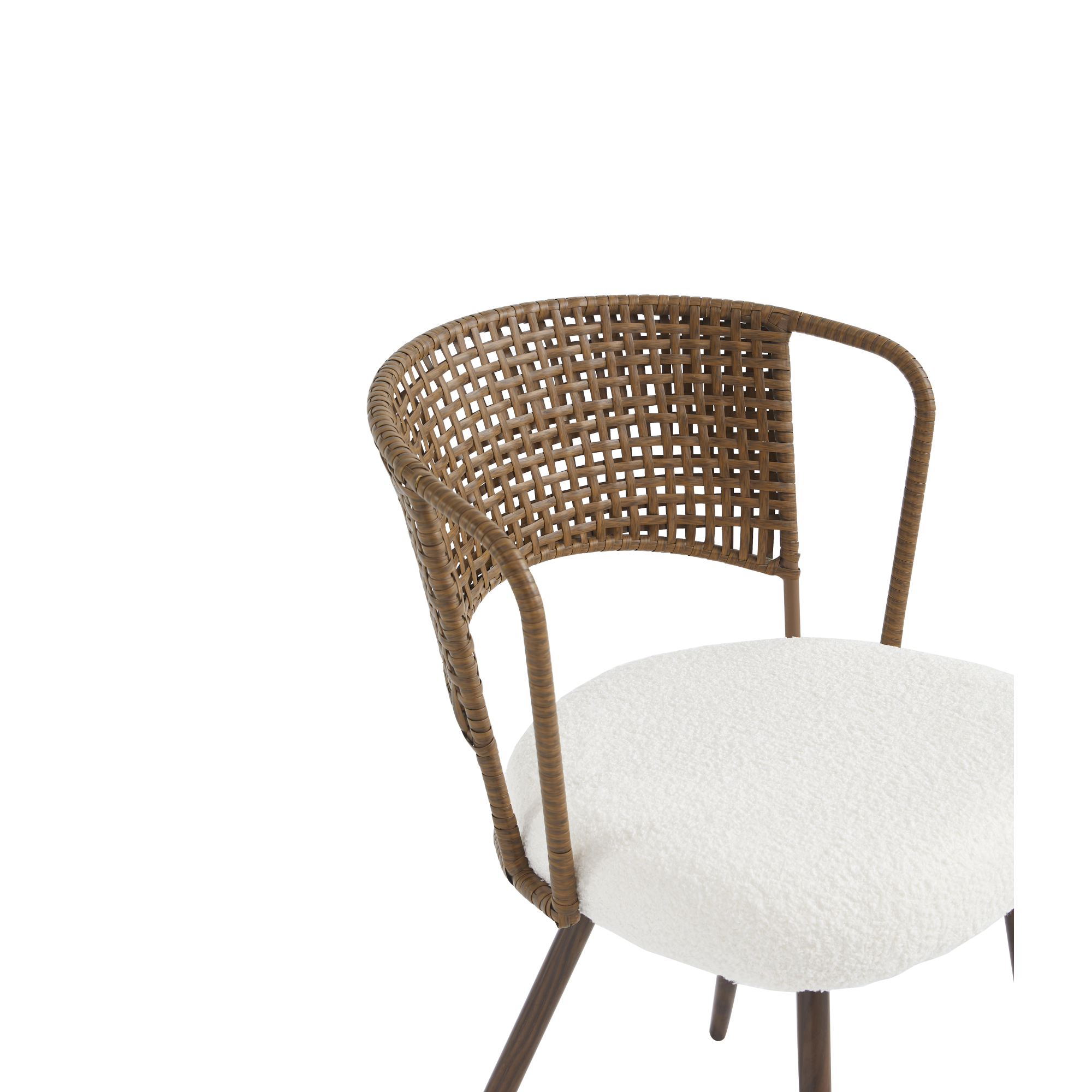 Leumius Set of 4 Wicker Dining Chairs, Farmhouse Soft Cushioned Cane Back Kitchen Chair, Sponge Cushion, Wing-Back Dining Chair with Metal Legs for Home and Kitchen (Dark Walnut)