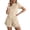 Beige, variant on Clossjun Ribbed Knit Lounge Sets Summer Short Sleeve Pajama Set Soft Sets Ruffle Pjs Loungewear with Pockets