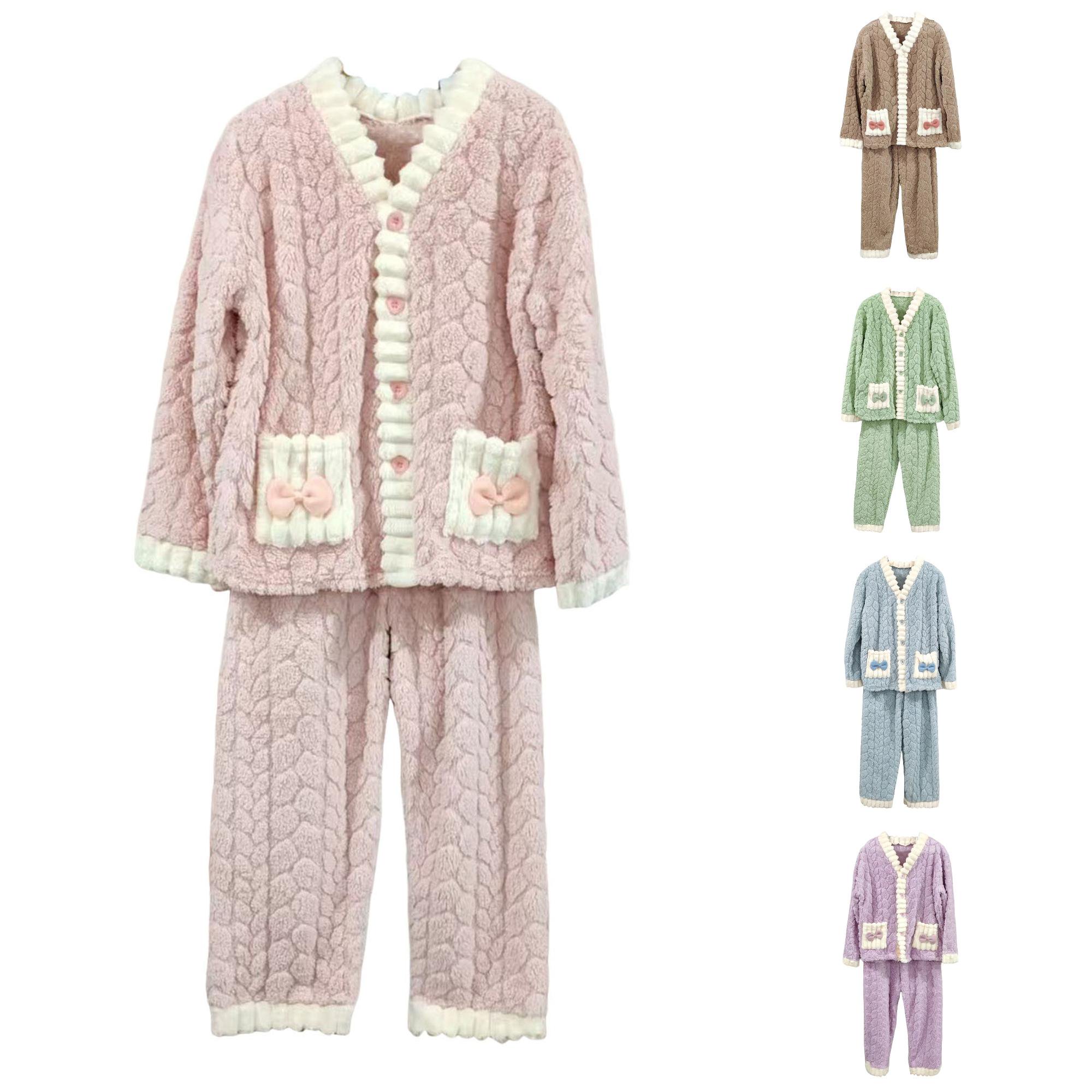 Halloween Gift for Women Cozy Flannel Pajama Set for Women with Long Sleeve Sleepwear and Button Placket Soft and Comfortable Leisurewear for AutumnWinter Home Loungewear One Size