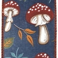 thumbnail image 3 of HOMEFORD ESC05 Fall Leaves Mushrooms Faux Linen Wired Ribbon, 2-1/2-inch, 10-yard, Navy, 3 of 3
