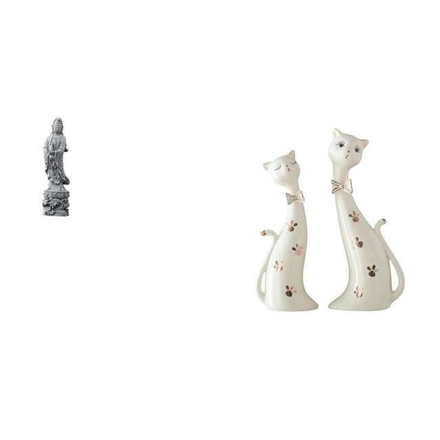 Estatua de Guan Yin,Estatua de Guan Yin para decoración del hogar.,Figura de gato,Esculturas de pareja de gatos Figura de gato decorativa,Esculturas divertidas de pareja de gatos Estatuas de