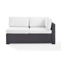 Outdoor Loveseat - Single-Arm Patio Furniture - Brown & White Cushions