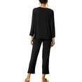 thumbnail image 3 of INSPIRE CHIC Women's Loose Soft Modal Pajama Sets Sleepwear Long Sleeve Shirt and Wide-leg Sleep Pants XL Black, 3 of 6