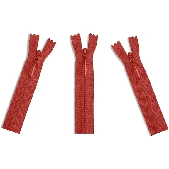 Invisible (Conceal) YKK Zippers - Perfect for Clothes, Crafts & Sewing Projects - Color: Rust #073 - Made in The United States (3 Zippers Per Pack) (24" Inches)