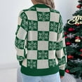 thumbnail image 5 of Women's Christmas Sweater Snowflake Checkered Knit Pullover Long Sleeve Winter Holiday Top Red M, 5 of 9