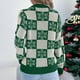thumbnail image 5 of Suéter de cuello redondo para mujer, otoño e invierno, con farol navideño a cuadros, manga larga, top acrílico para mujer, 5 of 9