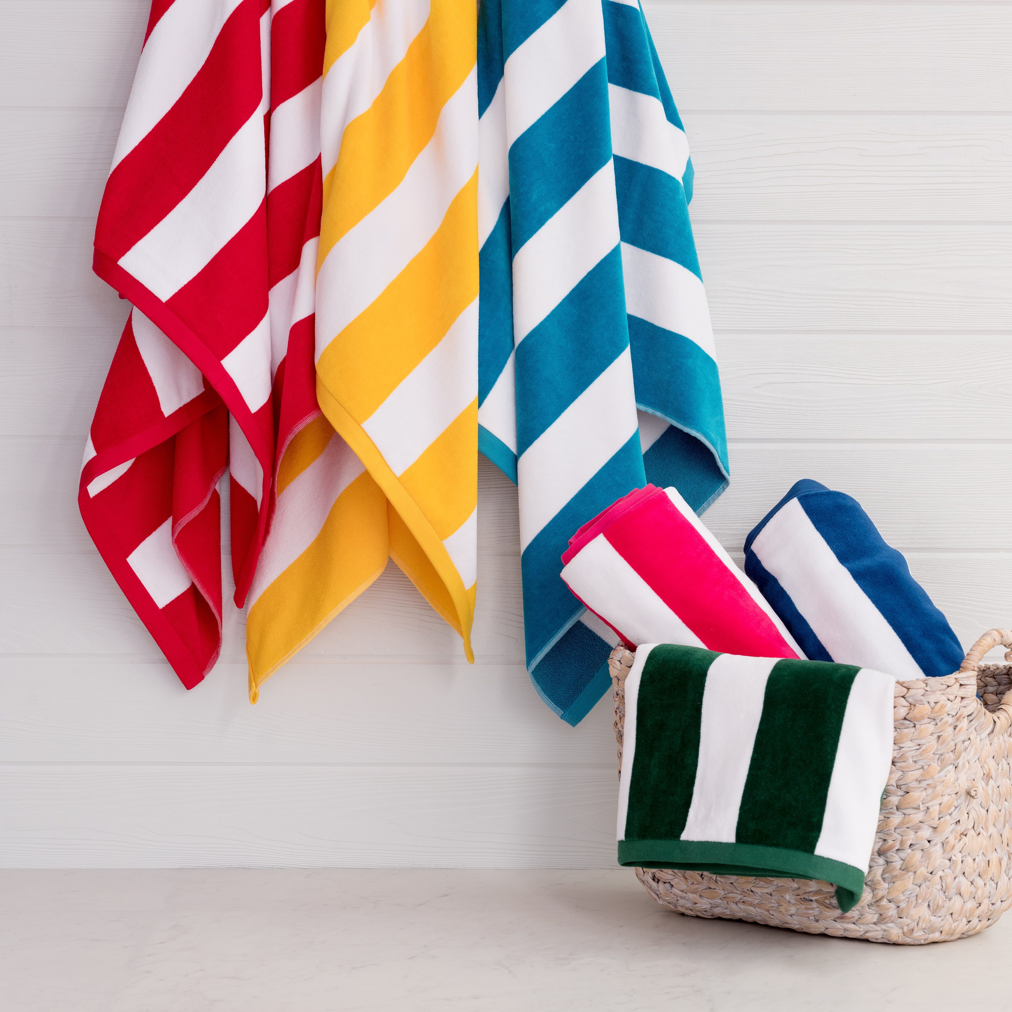 Quick Dry,Sauna Spa-2 pack Blue and White Stripe Cabana Beach Towel 100% Cotton 