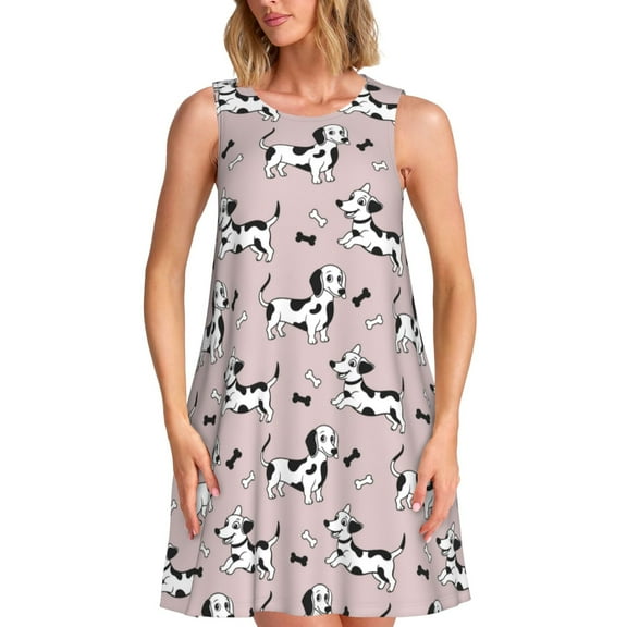 Spring Summer Dresses for Women 2025 - Dalmatian Dog Cute Swimsuit Coverup Sundresses for Women, Beach Vacation Clothes for Women, Hawaiian Tshirt Dresses for Women