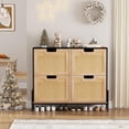 thumbnail image 1 of Yiwa Slim Space-Saving Shoe Rack, Oak Rattan Cabinet with 4 Flip Drawers and Hidden Adjustable Storage for Hallway, 1 of 9