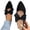 Black, variant on ZACPNCV Womens Plus Size Mesh Moccasins Square Toe Bow Design Breathable Comfort Flats
