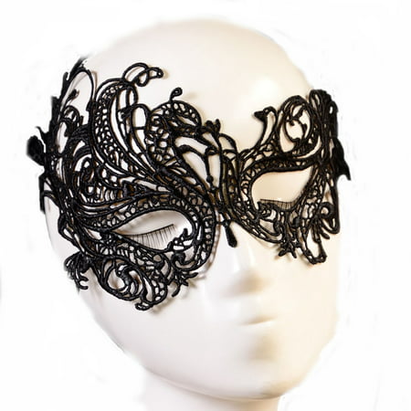 Halloween Party Fashion Costumes Sexy Lady Hollow Out Catwoman Lace Mask Black