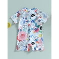 thumbnail image 5 of Infant Baby Girls Boys Rash Guard Swimsuit 6M 12M 18M 24M 3Y Playsuits Print Zipper Short Sleeve Sun Protection Bathing Suit, 5 of 10