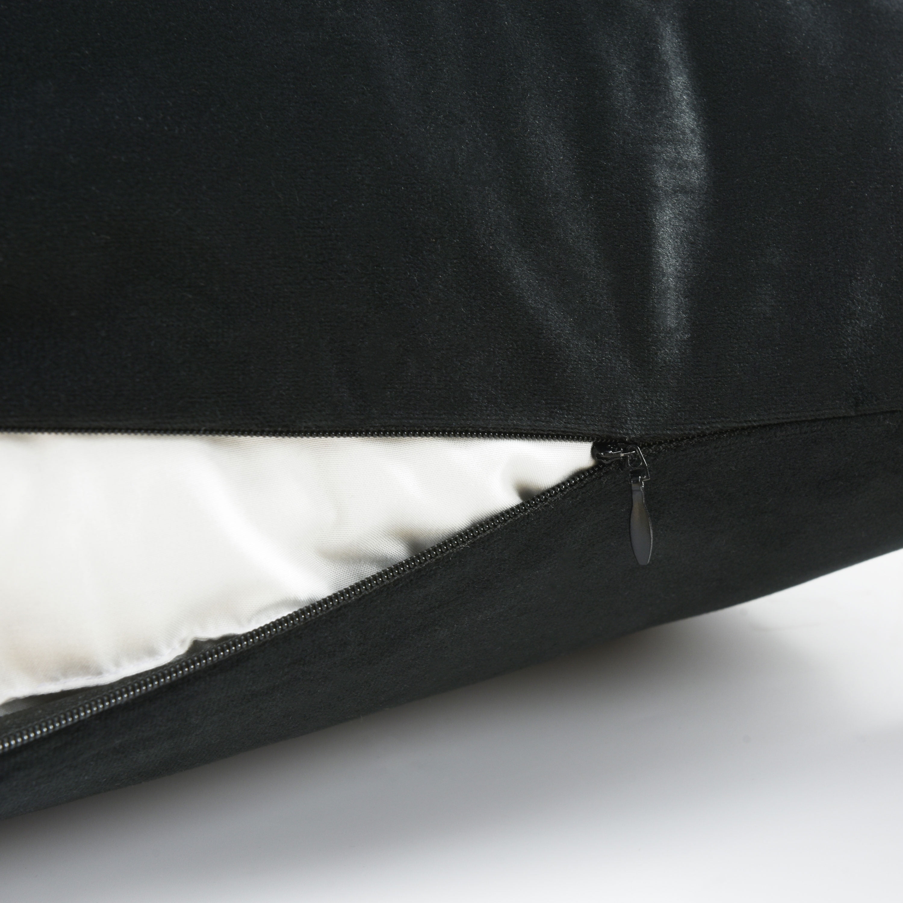 HIG 2pc Decorative Body Pillow Insert with Textured Velvet Pillowcase, Black, 20" x 54"